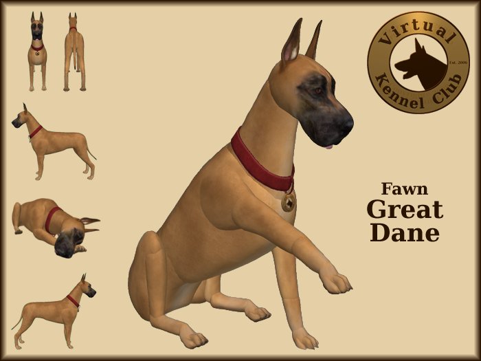 Second Life Marketplace VKC® Fawn Great Dane Artificially Intelligent (AI) Trainable Dog No